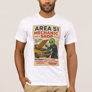 Camiseta Área 51 Compro mecânico Aliens Roswell da década d