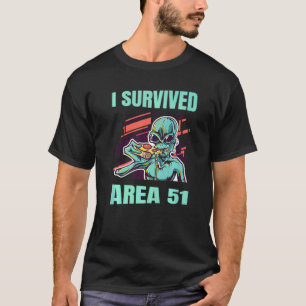 Camiseta Área 51 Eu Sobrevivi à Festa de Pizza Alien Ufo