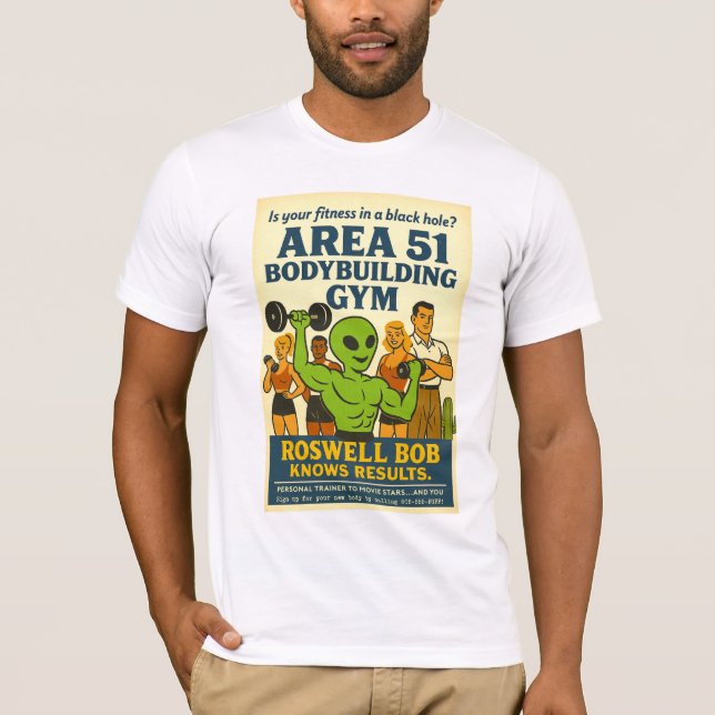 Camiseta Área 51 Gym Roswell Aliens da construção de bases  (Frente)