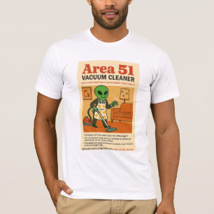 Camiseta Área 51 Limpador de vácuo Aliens Roswell da década
