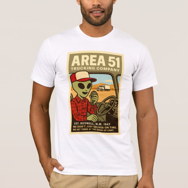 Camiseta Área 51 Motorista de caminhão Aliens Roswell da dé (Frente)