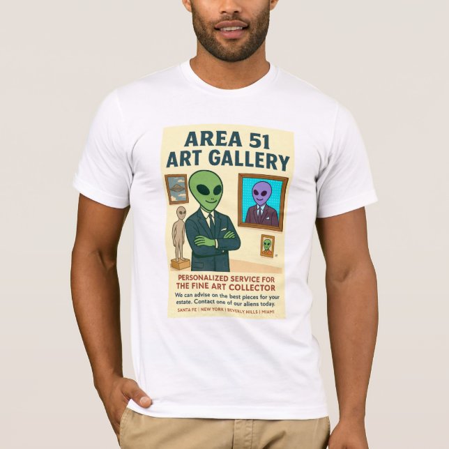 Camiseta Área 51 Papais noeis Fe Art Gallery Aliens Roswell (Frente)