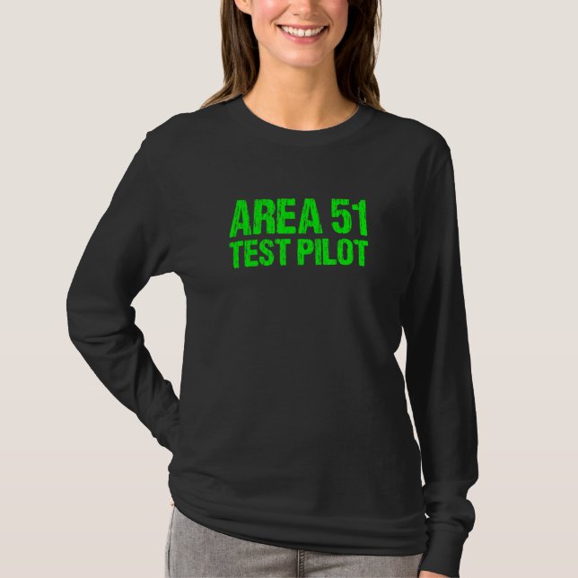 Camiseta Área 51 Piloto de teste retrô fantasia de Hallowee (Frente)