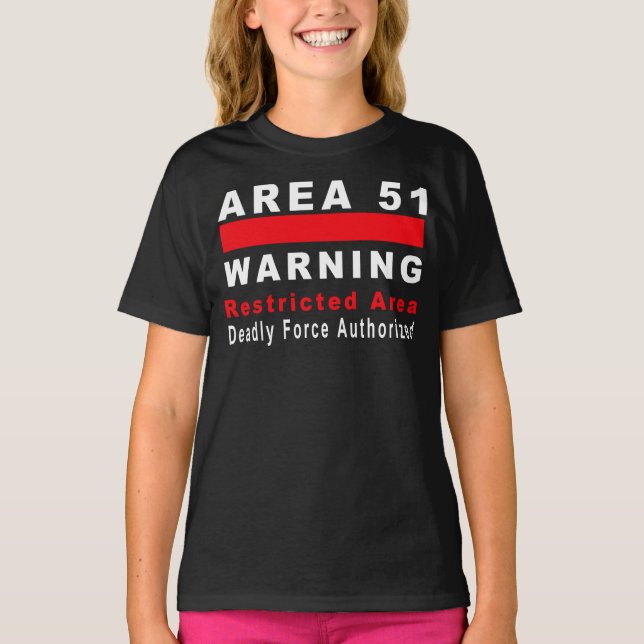 Camiseta Área 51 que adverte (Frente)