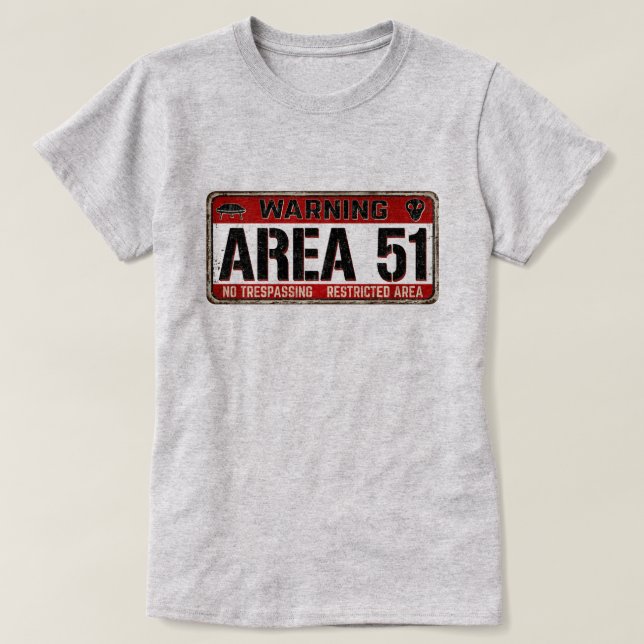Camiseta ÁREA 51 Sinal de aviso T-Shirt (Frente do Design)