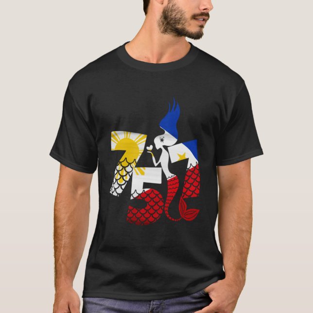 Camiseta Area Code 757 Filipino American With Mermaid Phili (Frente)