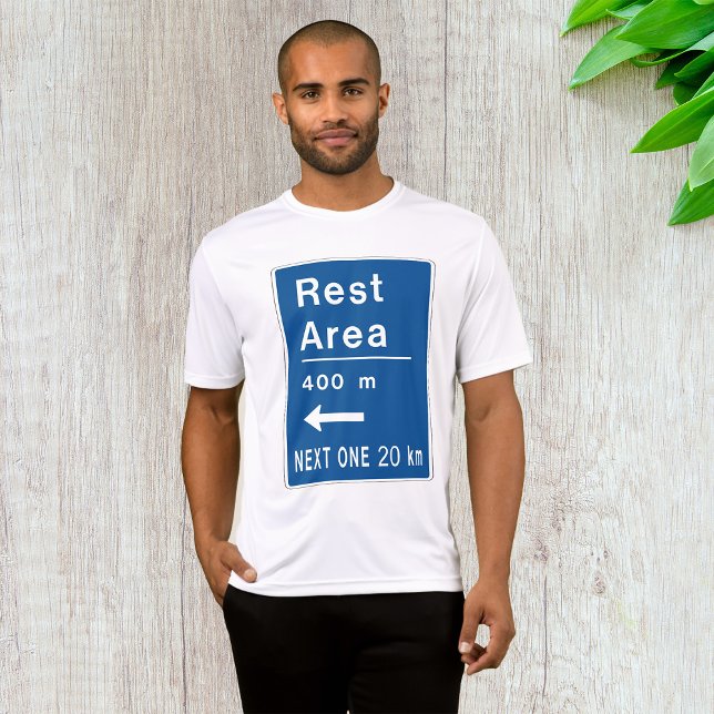 Camiseta Área de descanso 400m Sinal de Trânsito à Esquerda (Criador carregado)
