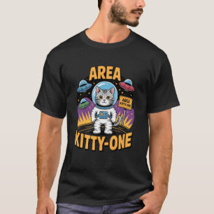 Camiseta Área Kitty-One Gato Alien Divertido Humor