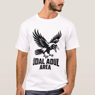 Camiseta Área Udal Adul Corvo Edgy Preto e Branco Corvo