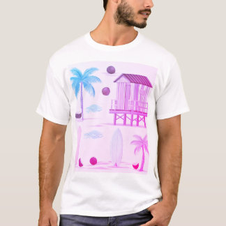 Camiseta Áreas tropicais de praia: pranchas, palmas e Cocon