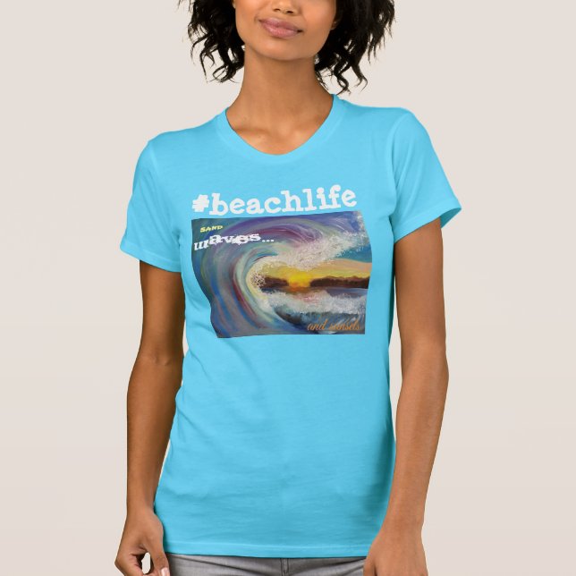 Camiseta Areia, ondas e por do sol do #beachlife (Frente)