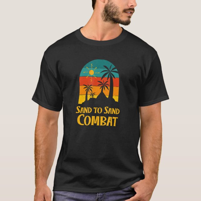 Camiseta Areia para Areia Combate Praia Amigos Oceano Sumo  (Frente)