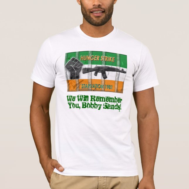 Camiseta Areias irlandesas de Bobby da greve da fome (Frente)