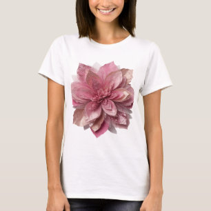 Camiseta Aresta Prata FLOR ROSA NO FUNDO PRETO