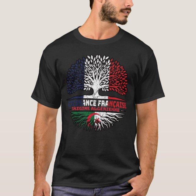 Camiseta Argélia Argelina Francesa França Árvore Bandeira (Frente)
