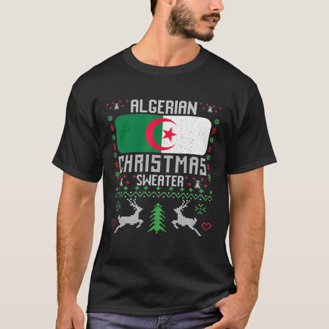Camiseta Argélia Bandeira de Natal na Argélia (Frente)