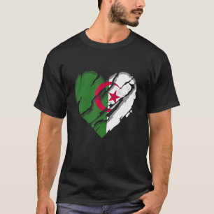Camiseta Argélia Heart Flag Algerian Pride