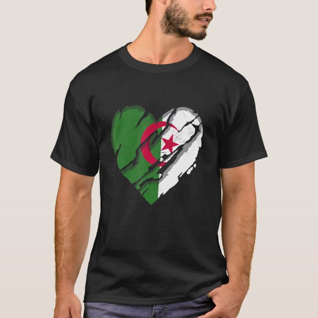 Camiseta Argélia Heart Flag Algerian Pride (Frente)