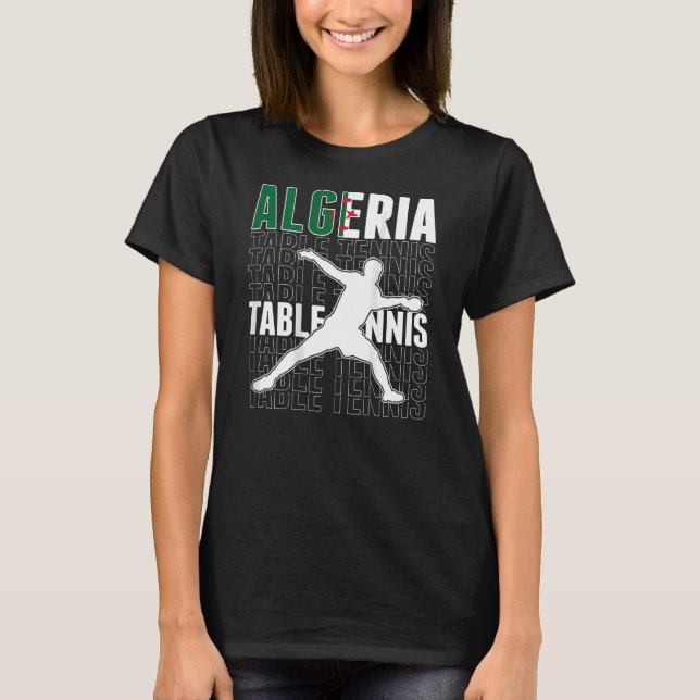 Camiseta Argélia Ping Pong Mesa Argelina Suportado (Frente)