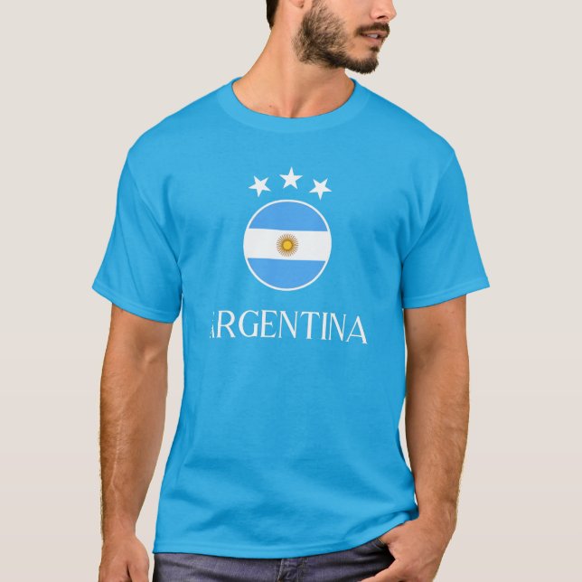 Camiseta Argentina 2 estrelas brancas 3 (Frente)