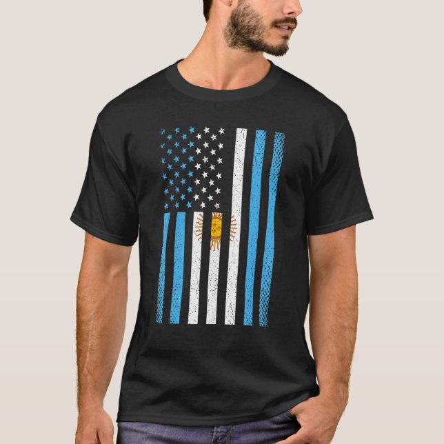Camiseta Argentina Argentinian Flag Football Soccer Sport (Frente)
