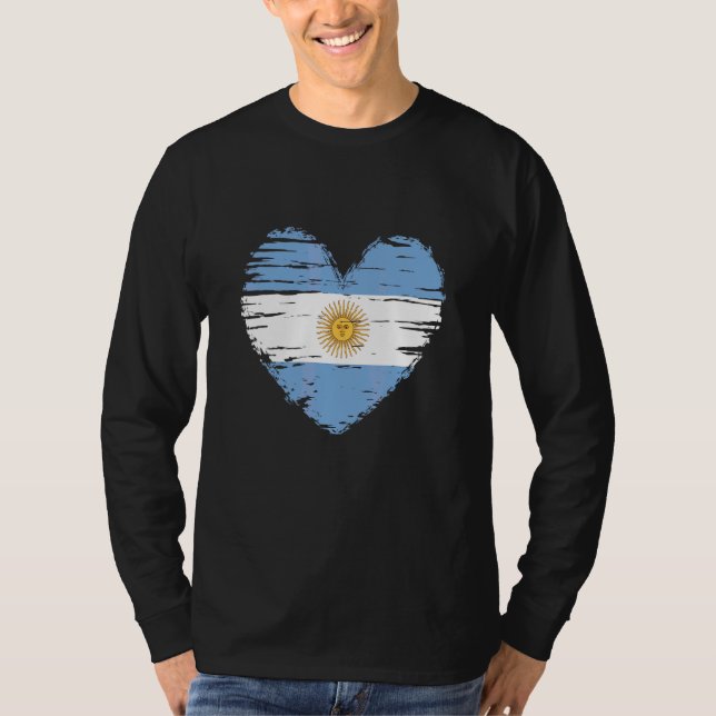 Camiseta Argentina Coração Bandeira Argentina Orgulho Argen (Frente)