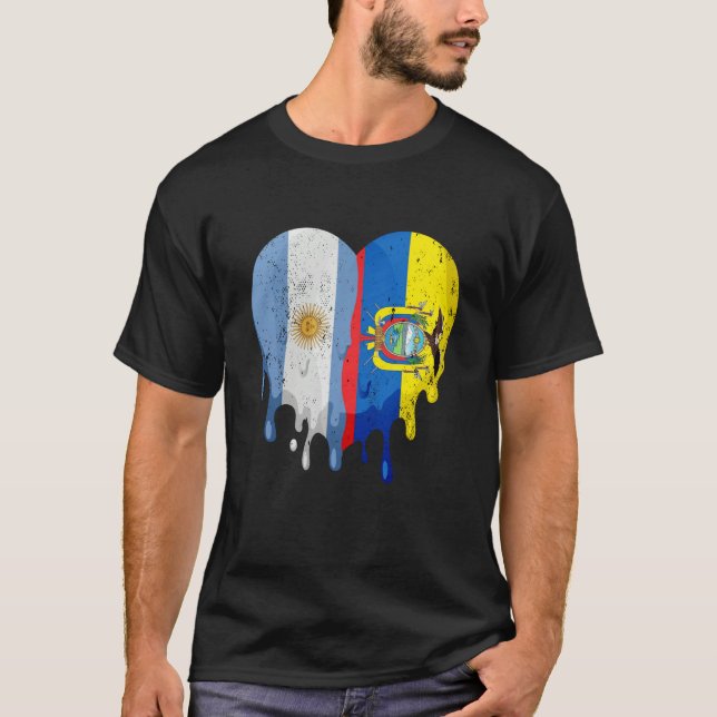 Camiseta Argentina Ecuador Flag Heart Citizen Grown Patriot (Frente)