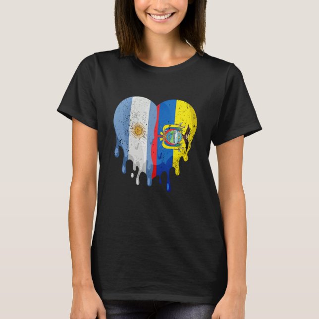 Camiseta Argentina Ecuador Flag Heart Citizen Grown Patriot (Frente)