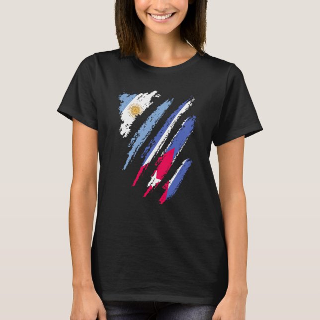 Camiseta Argentina Flag Cuba Grown Patriot Country Stripes (Frente)