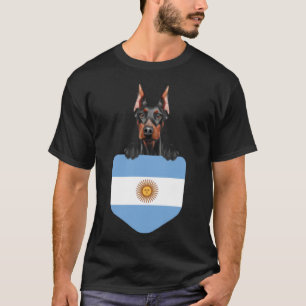 Camiseta Argentina Flag Doberman Pinscher Dog Em Bolso