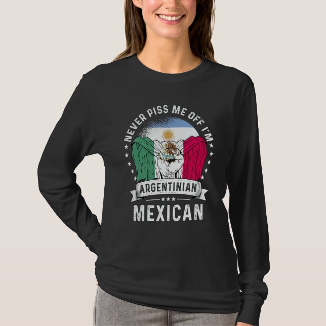 Camiseta Argentina Flag Mexico Grown  Humor Citizen Pride (Frente)
