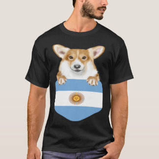 Camiseta Argentina Flag Pembroke Welsh Corgi Dog In Pocket