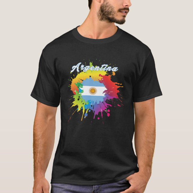 Camiseta Argentina Flag Pride Gay Colorful Splash Argentini (Frente)