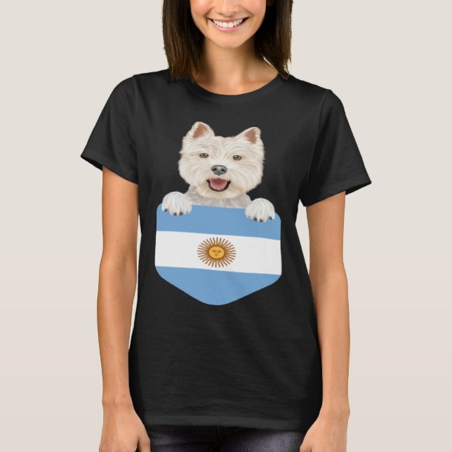 Camiseta Argentina Flag West Highland White Terrier Dog In  (Frente)