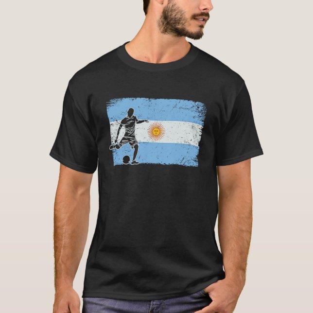 Camiseta Argentina Football Player Vintage Flag (Frente)