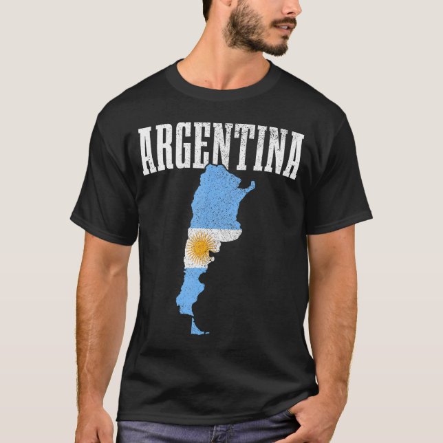 Camiseta Argentina - Mapa do Orgulho Argentino da Bandeira (Frente)