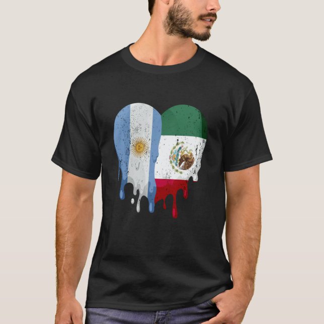 Camiseta Argentina Mexico Flag Heart Citizen Grown Patriot  (Frente)