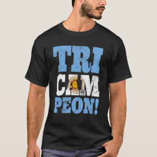 Camiseta Argentina Tri Campeão Bandeira Futebol Esporte Equ
