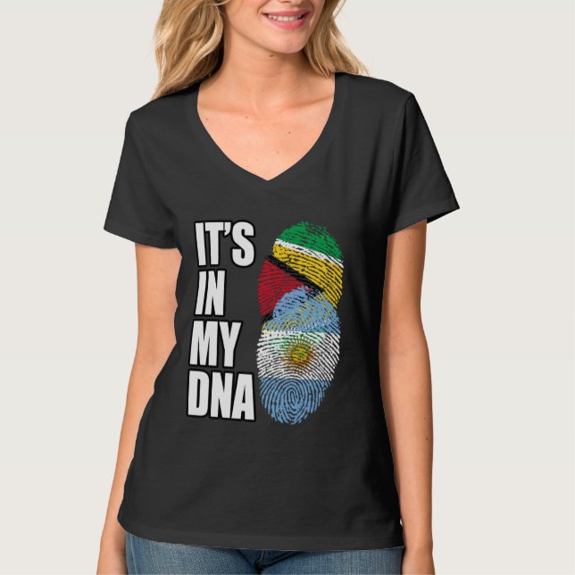 Camiseta Argentinian And Guyanese Mix DNA Flag Heritage (Frente)