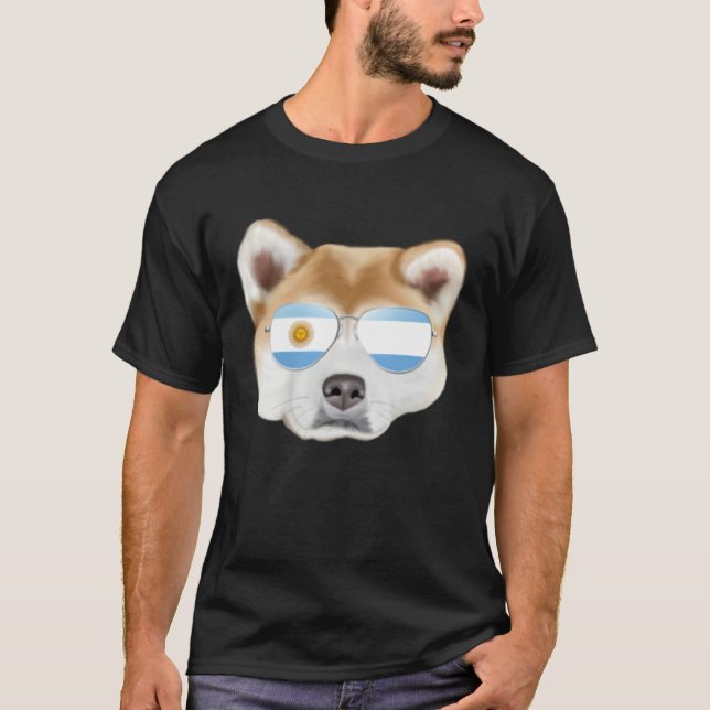Camiseta Argentinian Flag Akita Dog Argentina Pocket (Frente)