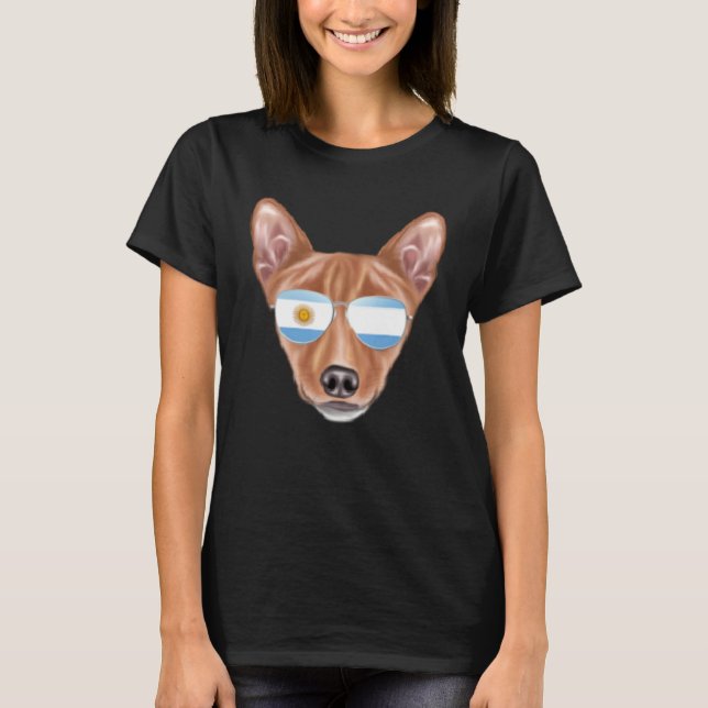 Camiseta Argentinian Flag Basenji Dog Argentina Pocket (Frente)