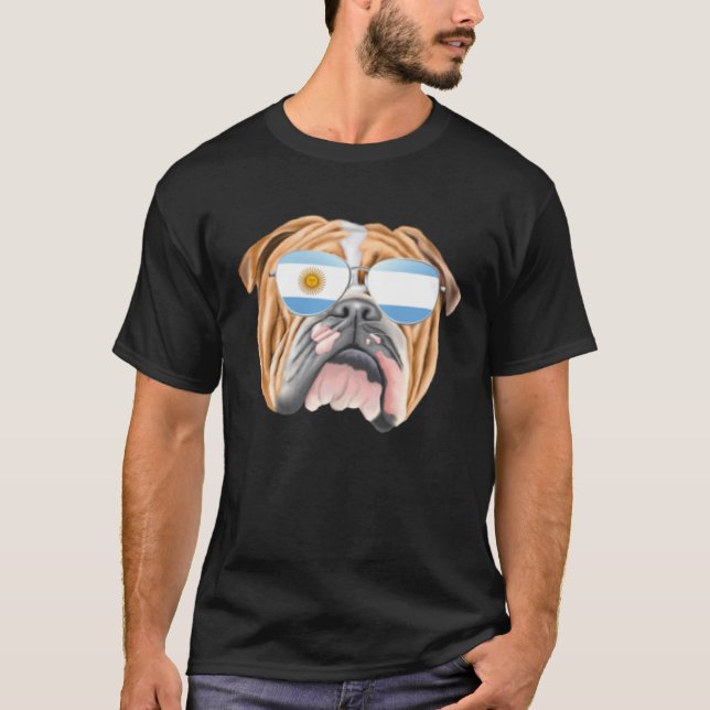 Camiseta Argentinian Flag Bulldog Dog Argentina Pocket (Frente)