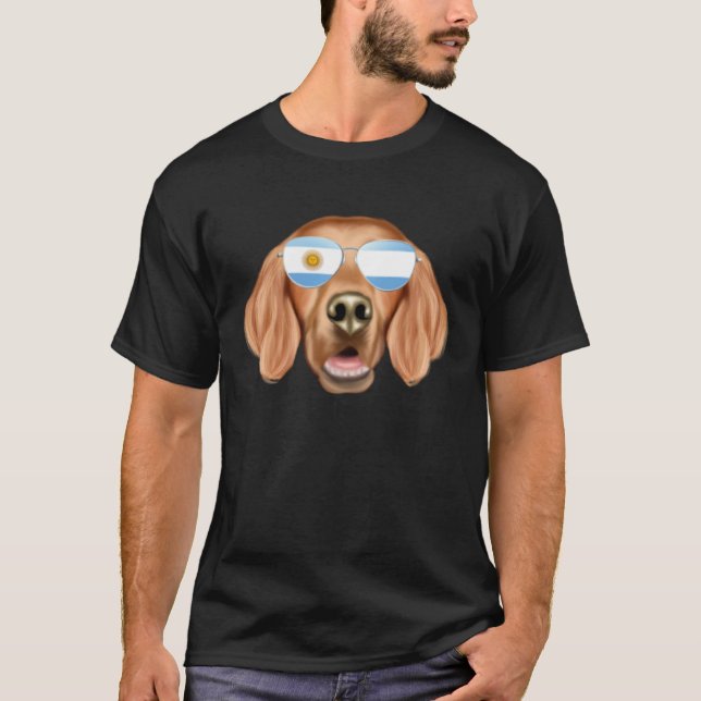 Camiseta Argentinian Flag Irish Setter Dog Argentina Pocket (Frente)