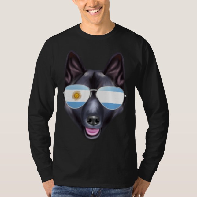 Camiseta Argentinian Flag Norwegian Elkhound Dog Argentina  (Frente)