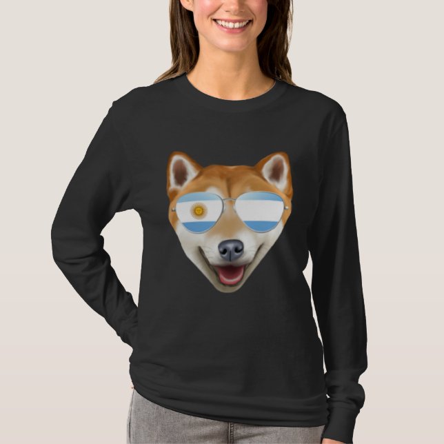 Camiseta Argentinian Flag Shiba Inu Dog Argentina Pocket (Frente)