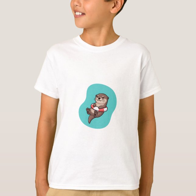 Camiseta Argola de Boia de Lontra Flutuante para Crianças (Frente)