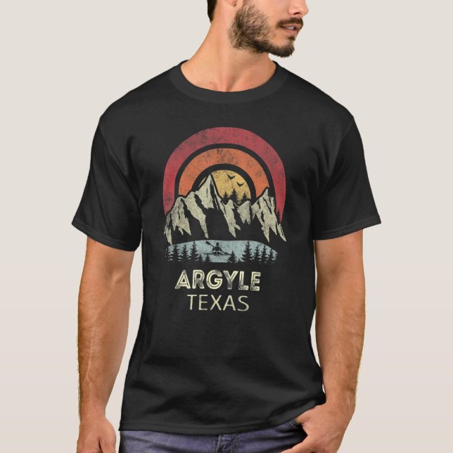Camiseta Argyle Texas Mountain Sunset Sunrise Kayaking (Frente)