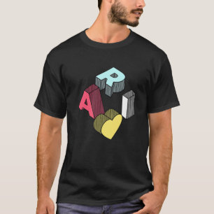 Camiseta Ari Nome Próprio Nome Letra Blocos Isométricos