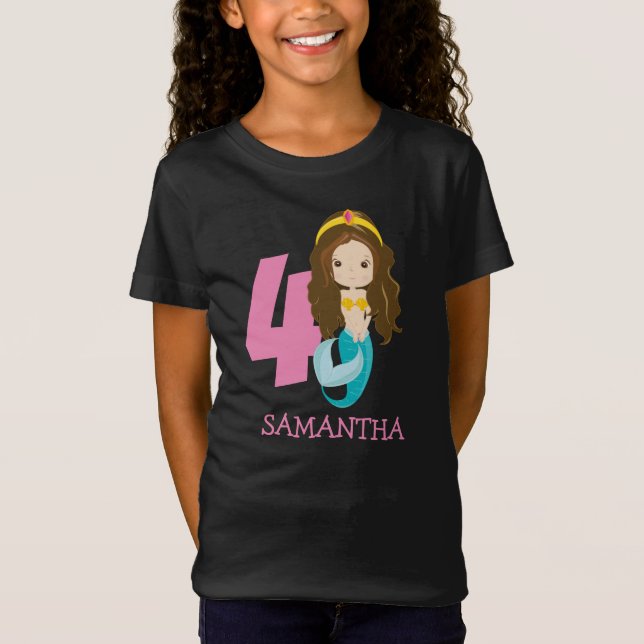 Camiseta Ariel - Nossa Pequena Sereia, T-Shirt de 4° aniver (Frente)