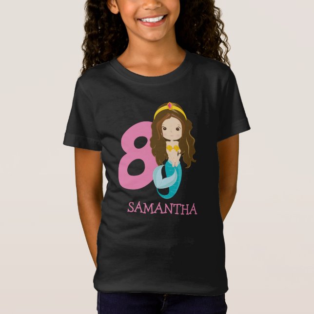 Camiseta Ariel - Nossa Pequena Sereia, T-Shirt de 8º aniver (Frente)